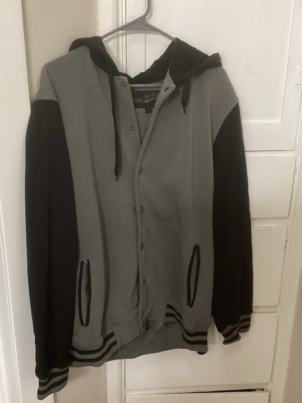 Ring of Fire Gray and Black Zip-Up Hooded Men’s Sweater